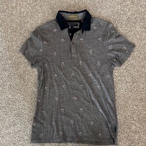 Ted Baker Gray Polo with Pink Paisley Accents
